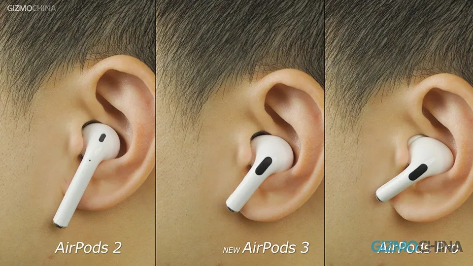 Apple AirPods 3 bên cạnh Airpods Pro và Airpods