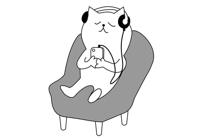 Sad Cat Listening to Playlist