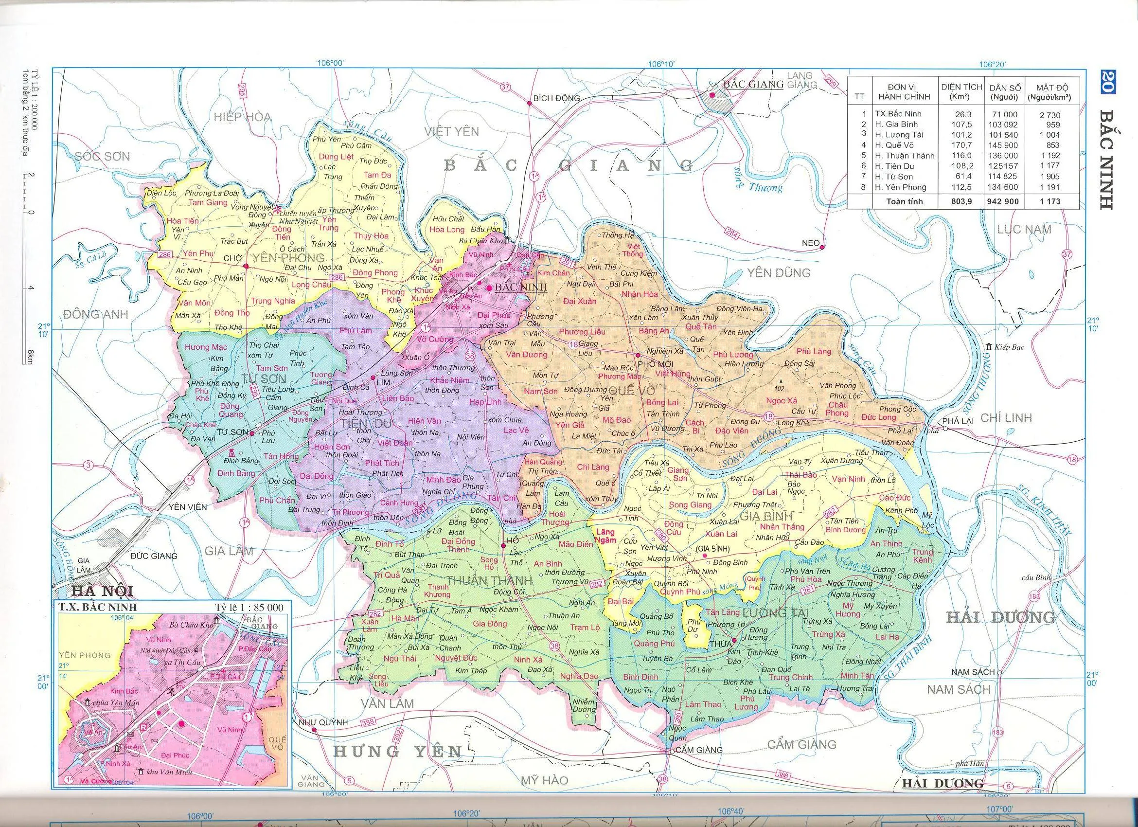 Bản đồ hành chính tỉnhBắc Ninh