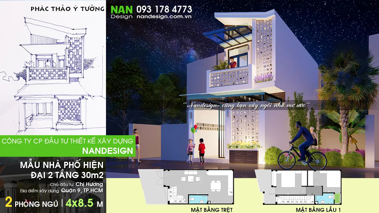 Mẫu Nhà Nhỏ Đẹp 30m2 2 tầng hiện đại