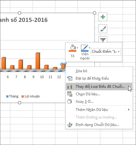 Bấm chuột phải vào biểu đồ và xem các tùy chọn định dạng