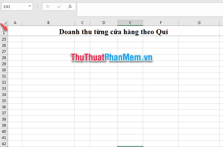 Dòng đầu tiên của bảng tính đã được cố định