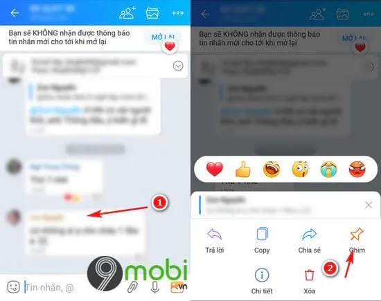 cach ghim tin nhan zalo tren dien thoai