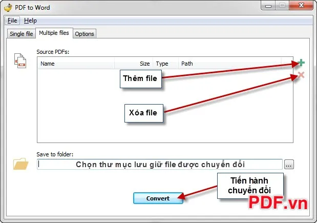 Chuyển đổi với nhiều file PDF