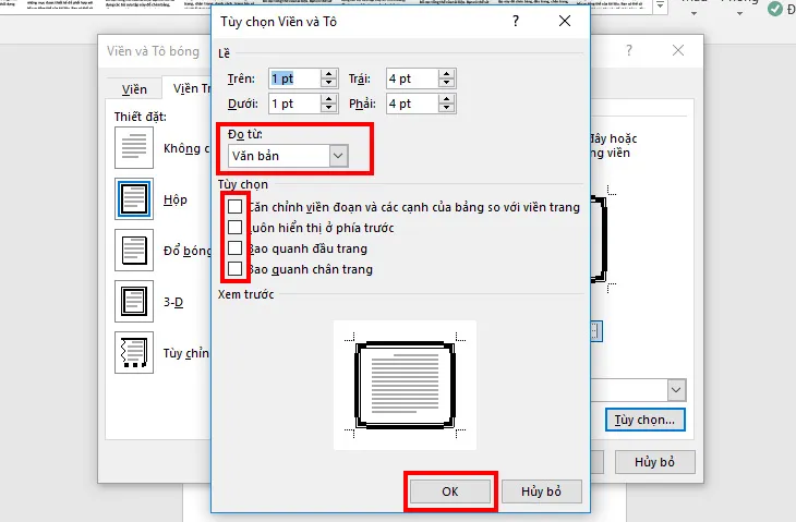 Tạo trang bìa Word bằng cách sử dụng Viền trang (Page Borders) + Bước 2