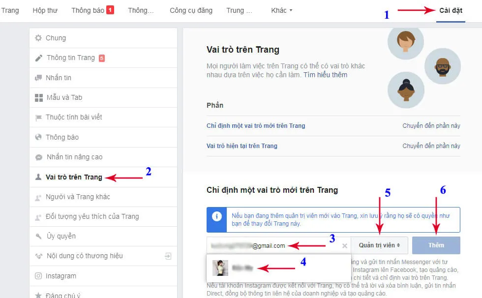 chuyển fanpage sang tài khoản khác