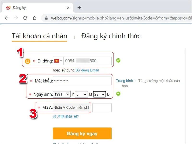 Hướng dẫn đăng ký Weibo bằng máy tính - Ảnh 2