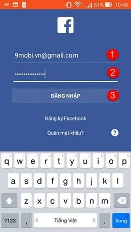 dang nhap facebook tren dien thoai