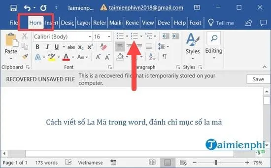 cach viet so la ma trong word danh chi muc so la ma 2