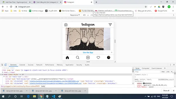 Mở trình duyệt Chrome và đăng nhập vào tài khoản Instagram