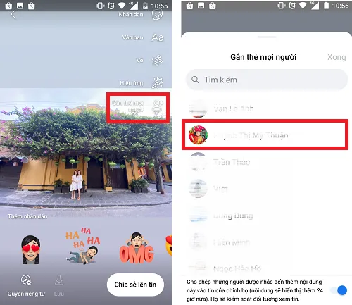 gắn thẻ bạn bè trên Story Facebook 