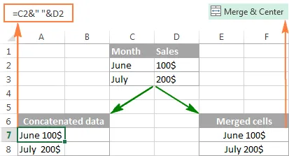 Merge and concatenate in Excel