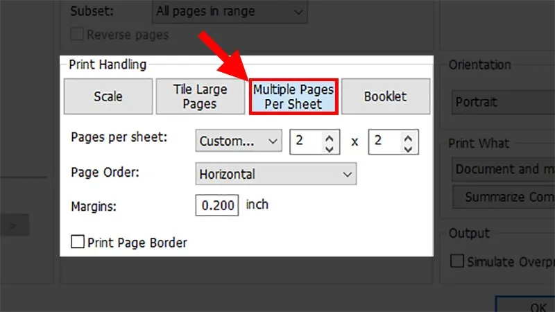 Multiple Pages Per Sheet:Nhiều trang trên 1 tờ giấy