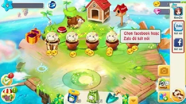 Cái đặt game nông trại bằng tài khoản Facebook, Zalo