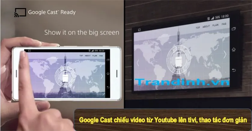 Dùng Google Cast (chỉ dùng được với Android tivi Sony)