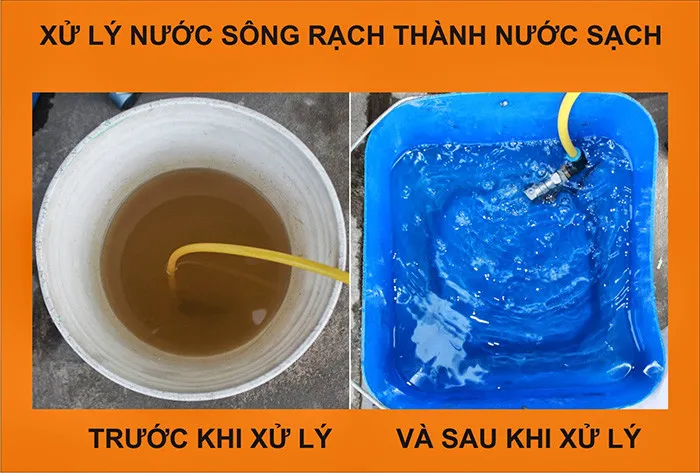 Hình ảnh trước và sau khi xử lý nước phèn