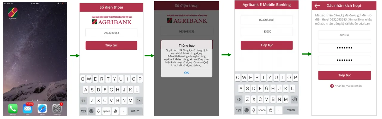 Các bước kích hoạt Agribank E-Mobile Banking