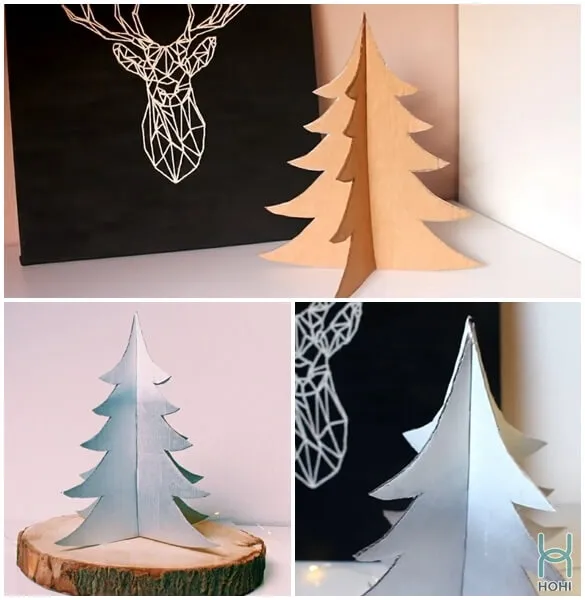 trang trí noel handmade với cây thông noel bằng giấy.