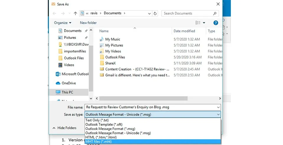 Sao lưu email Outlook vào ổ cứng