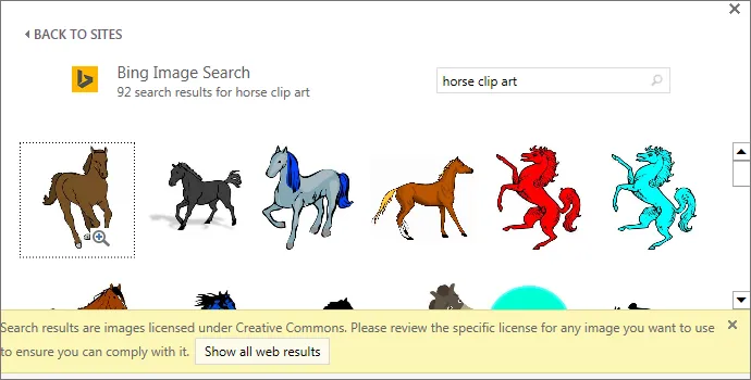 Việc tìm kiếm horse clip art(clip art về ngựa) cung cấp cho bạn nhiều hình ảnh theo giấy phép Creative Commons.