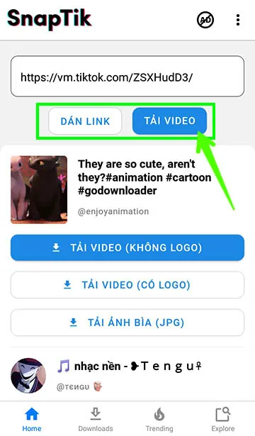 Dan-link-video-tiktok-muon-tai-vao-ung-dung-snaptik