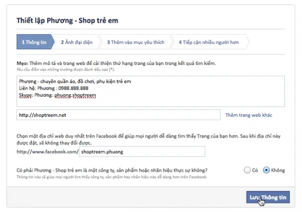 Cách tạo trang web bán hàng trên facebook 4