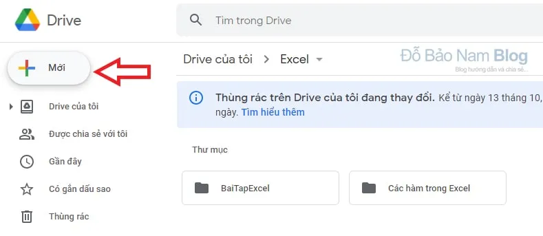 Cách up tệp tin lên Google Drive trên máy tính - Click vào +