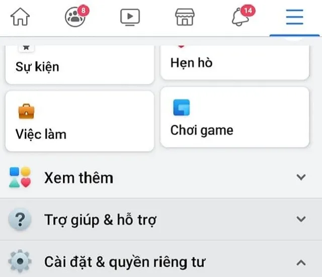 Chọn cài đặt & quyền riêng tư