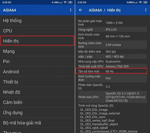 Kiểm tra tần số quét màn hình điện thoại Android bằng ứng dụng AIDA64