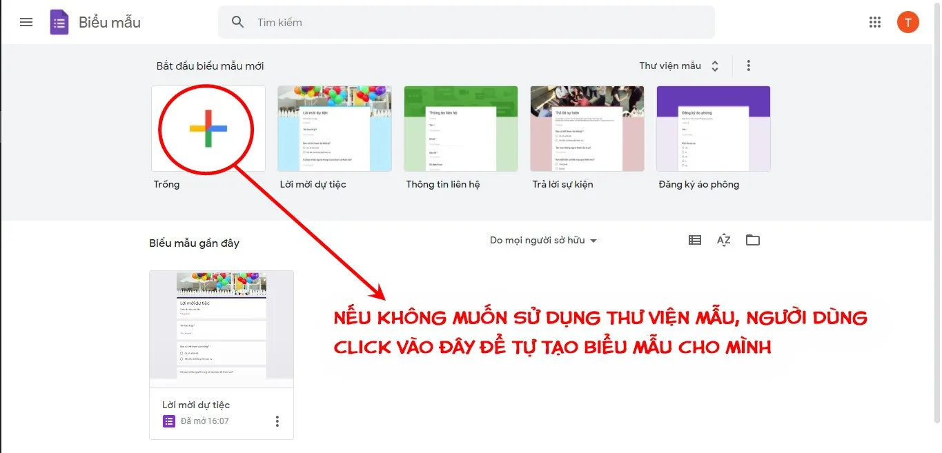 Click vào đây để tạo cuộc khảo sát mới