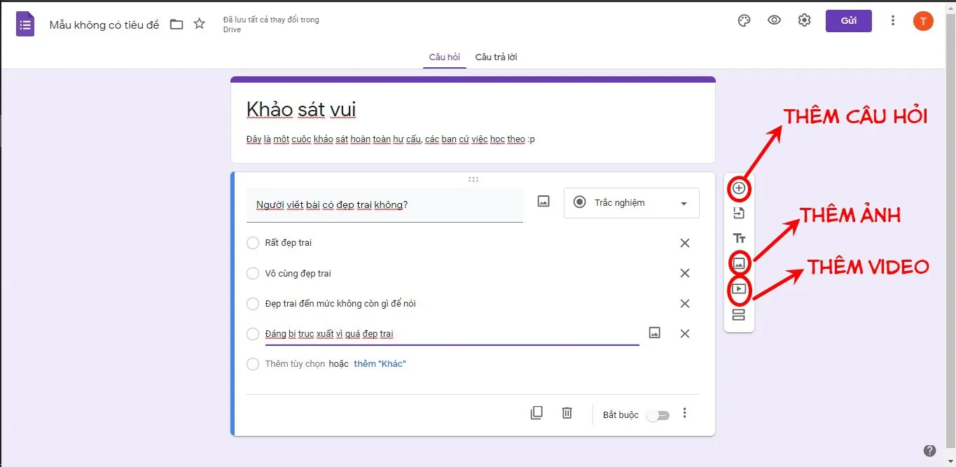 Thêm câu hỏi, hình ảnh và video dễ dàng bằng Google Forms