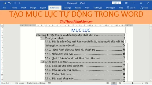 Cách làm mục lục tự động trong Word 2013, 2016