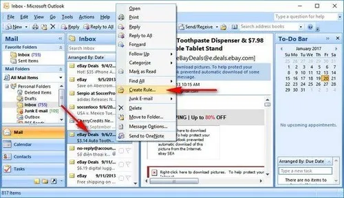 tao rule trong outlook