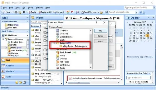 tao rule trong outlook