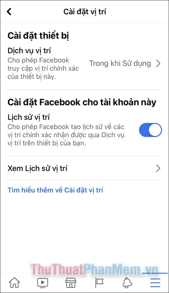 Nhấn vào Dịch vụ vị trí