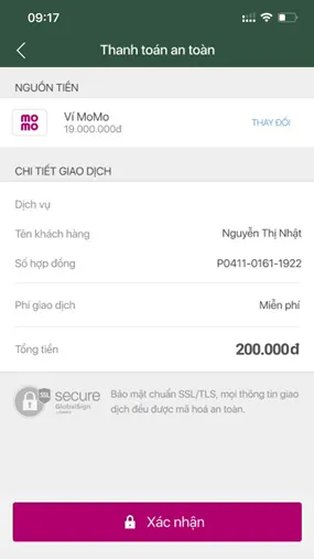 Xác nhận và hoàn tất thanh toán