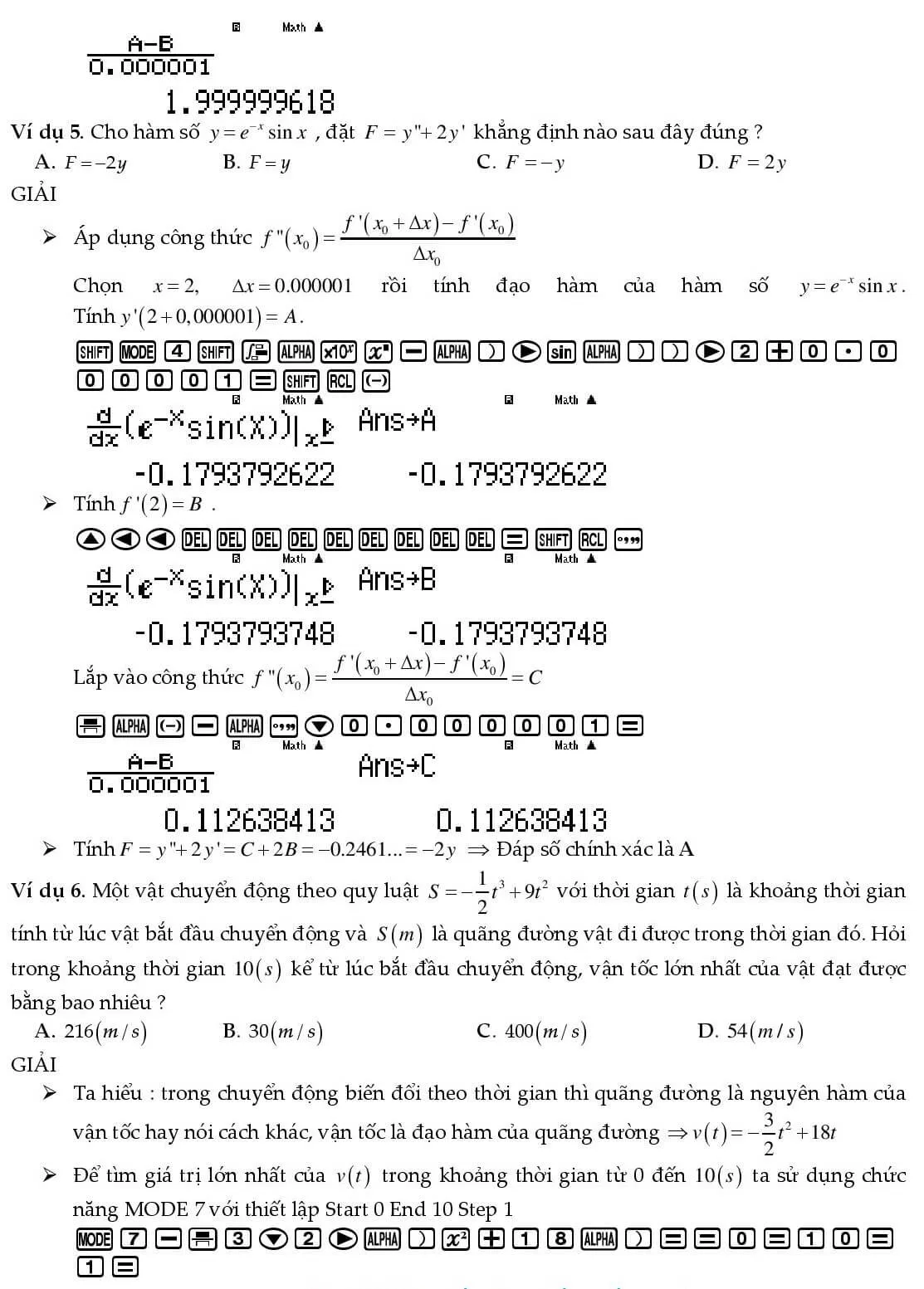 Cách bấm máy tính đạo hàm - Ảnh 4