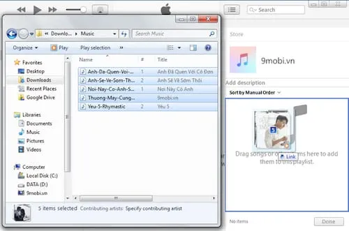 huong dan copy nhac tu may tinh vao iphone