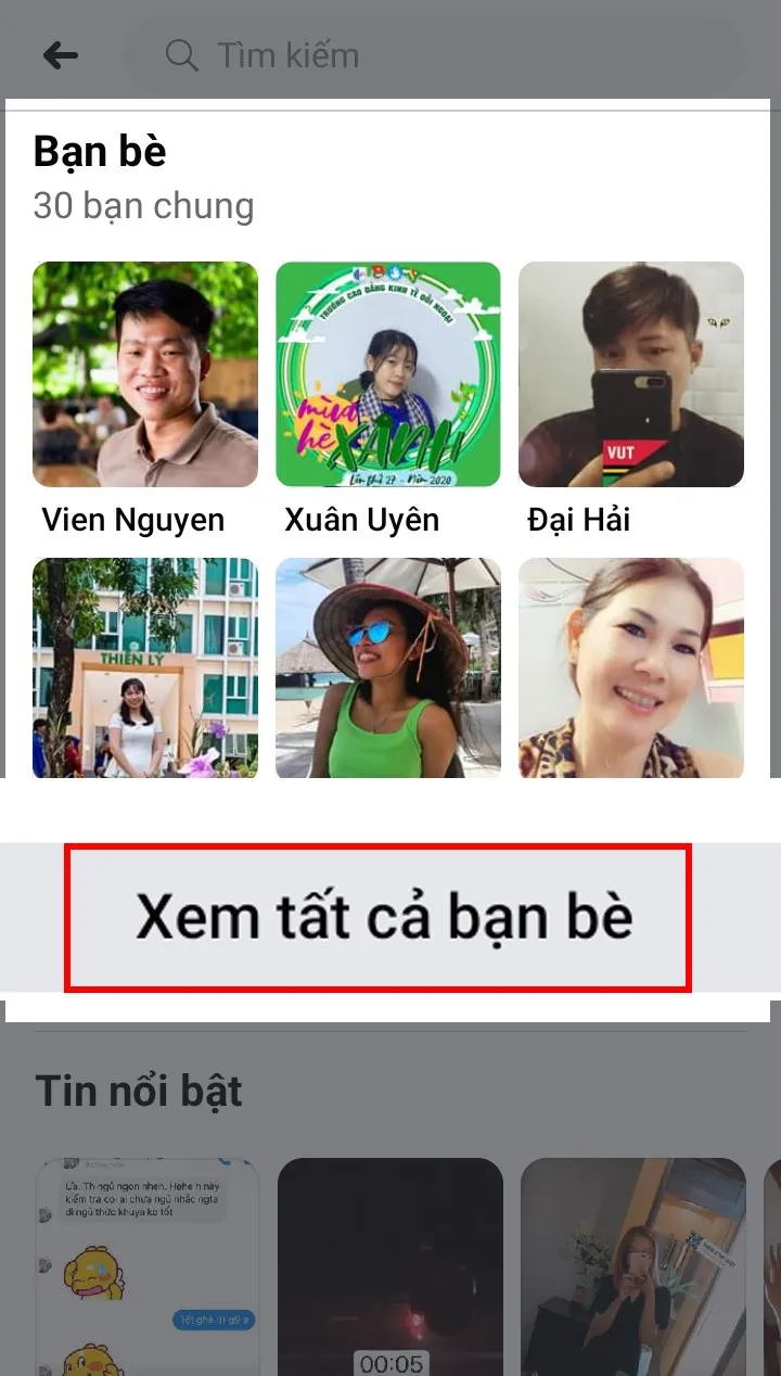 Xem tất cả bạn bè