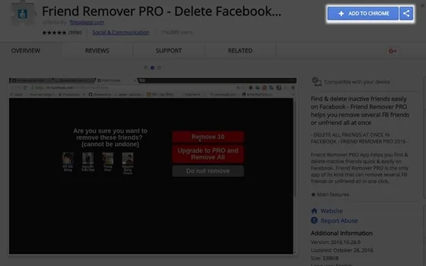 cách lọc tương tác trên Facebook bằng Extention Friend Remover Pro