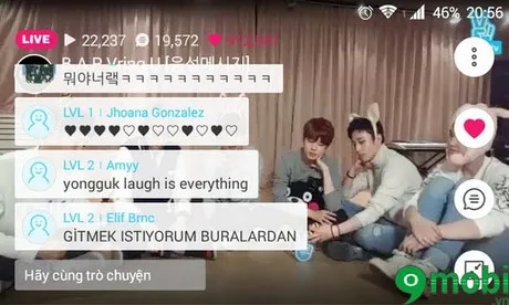 cach su dung v-live broadcasting