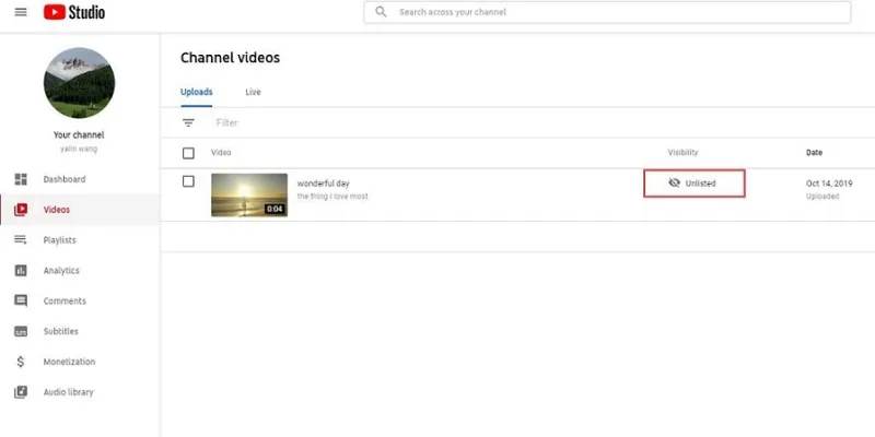 find unlisted youtube in youtube solution