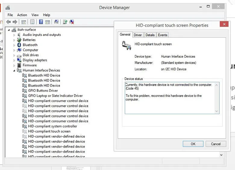Cách bật màn hình cảm ứng laptop Win 10 chọn Human Interface Devices - Chọn mục HID-compliant touch screen