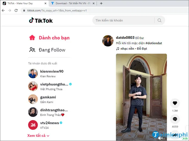 cach su dung tik tok tren web
