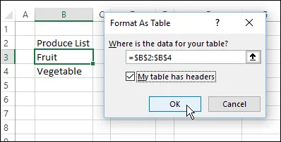 named table