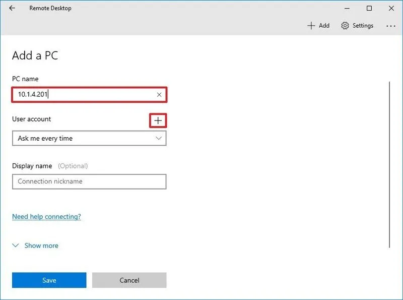 Remote desktop configuration