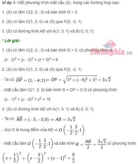 một số mặt cầu thường gặp