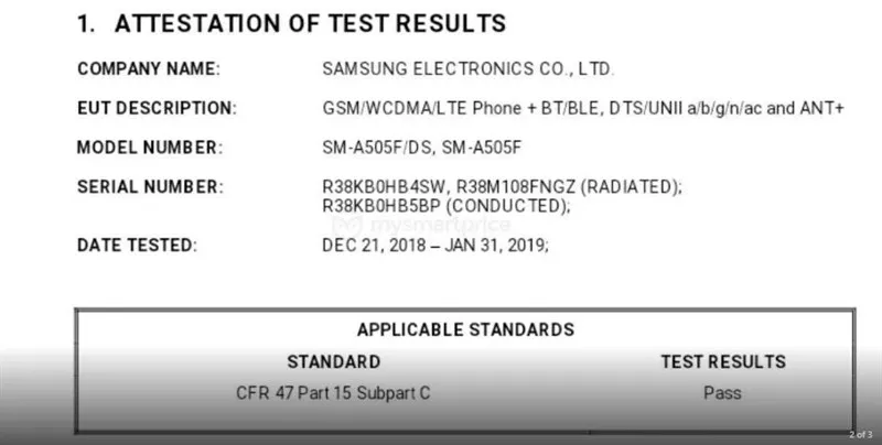 Samsung Galaxy A50 màn hình 6.22 inch đạt chứng nhận tại FCC