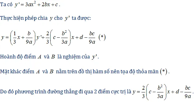 công thức phương trình đường thẳng qua 2 điểm cực trị