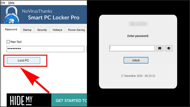 Chọn Lock PC để khóa màn hình máy tính